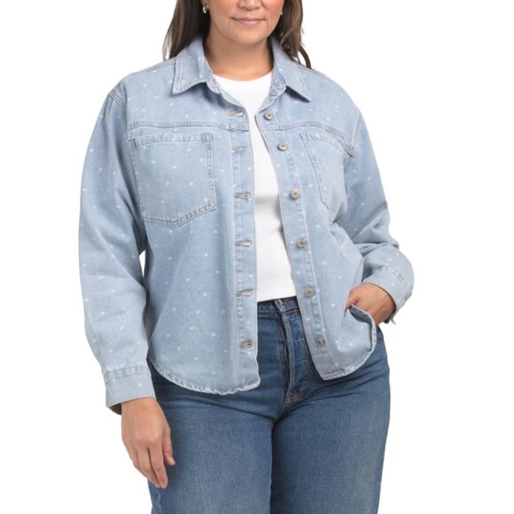 FLYING ANGEL light wash Plus Heart Shacket - Picture 1 of 2